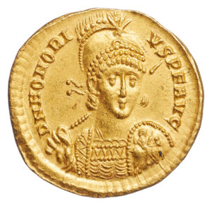 Flavius Honorius (392-423), Solidus, Konstantinopel, 395 – 408. Foto: Museen für Kulturgeschichte Hannover