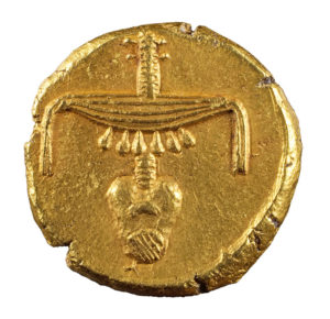 Die einzige pharaonische Münze. Stater, Gold, Nektanebos II., 4. Jh. v. Chr.. Foto: Museen für Kulturgeschichte Hannover